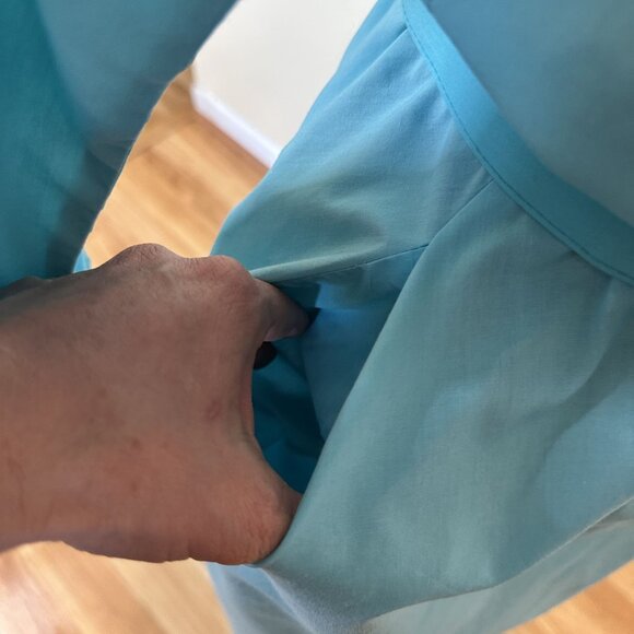 Vtg Womens Aqua Shirt Dress Belted Pockets By Vicki Waynes Midi 80s Housewife - Picture 9 of 14
